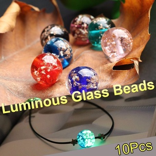 Elmer 10 mm perlas de cristal luminoso colorido collar suelto perlas de vidrio hoja de oro redonda 10 piezas de cristal hecho a mano DIY fabricación de joyas (4)