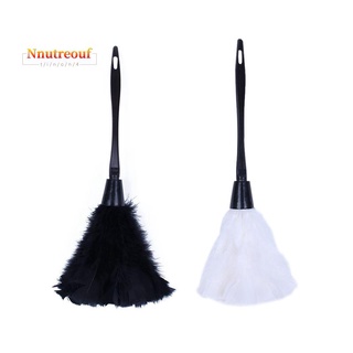 2 piezas de plumas de pavo con mango de plástico negro herramienta de limpieza 35 cm negro y blanco