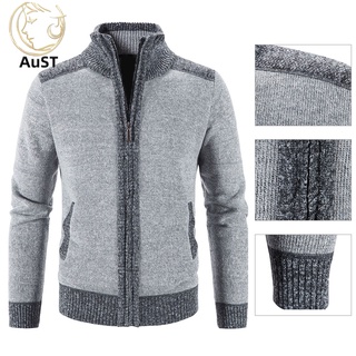 aust Skin-Touch De Punto Cardigan Soporte Cuello Bolsillos Caliente Hombres Suéter Chaqueta Resistente Al Frío Prendas