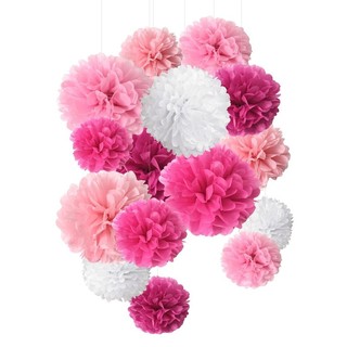 15/20/25 cm de papel de seda pompones de boda decorativo flores bola, cumpleaños fiesta decoración de papel pom poms (2)