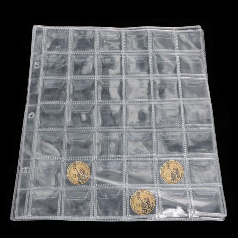 1 página 42 bolsillos de plástico de almacenamiento de monedas colección dinero
