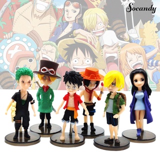 Socandy 6Pcs Anime One Piece figura miniatura modelo de juguete hogar escritorio decoración molde de exhibición