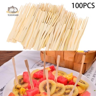 turnward 100pcs desechables alimentos pick party palo dedo de bambú frutas horquillas nuevos suministros de vajilla hogar catering decoración del hogar