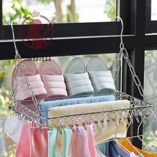 multifuncional ropa estante de secado de acero inoxidable ropa de lavandería percha de secado para colgar ropa toallas calcetines zapatos (6)