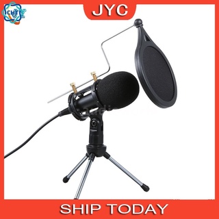 micrófono de condensador vivo con cable de audio de 3.5mm estudio mic vocal grabación ktv karaoke mic con soporte para pc