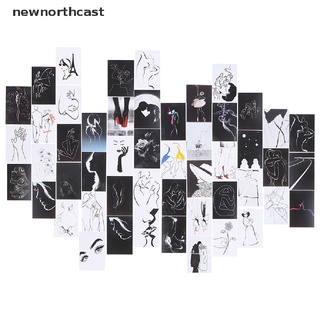 [newnorthcast] 50 Piezas Blanco-Negro Simplicidad Arte Collage Pared Kit Decoración Dormitorio Para Adolescentes Póster