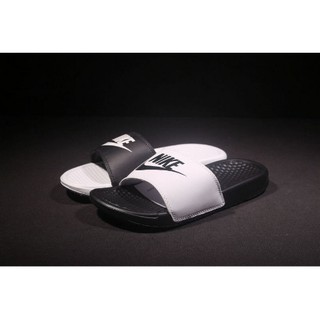 Nueva llegada 100 original Nike Swoosh zapatilla todo negro Unisex sandalias (8)