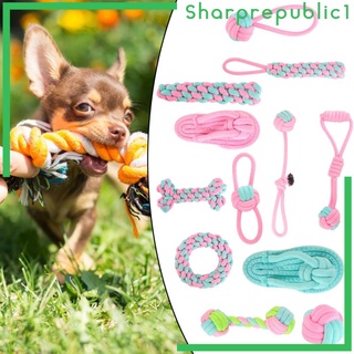 [shpre1] Juego de 12 piezas de cuerda de algodón para perros nudos juguete interactivo Treat juguetes para animales pequeños