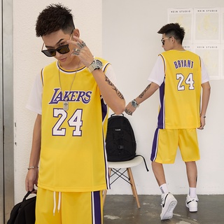 Kobe no.24 jersey youth los angeles lakers falsos dos piezas trajes de baloncesto