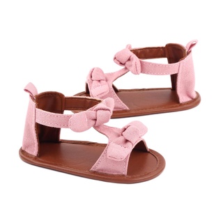Txt-Zapatos planos antideslizantes, Color sólido, sandalias de suela suave con nudo de arco decorativo, albaricoque, azul marino/rosa (9)