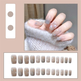 ANJIAA Fashion Fake Nails Short Square Nail Finished Products Nail Patch Star and Cloud Spring Summer Nail Sticker False Nails Full Cover Removable (3)