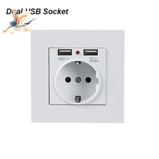 CLYSMABLE 2.1A New Wall Charger White EU Socket Adapter Dual USB Port Panel Switch Professional High Quality Power Outlet