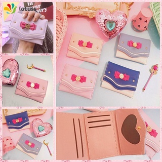 LOTUSS Hot Sale Short Wallet Women Fashion Card Coin Bag Clutch Purse New Sailor Moon Candy Color Bow Knot PU Leather/Multicolor