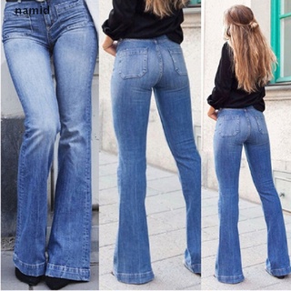 [namid] nueva mujer llamarada campana inferior denim pantalones de cintura alta slim bootcut jeans pantalones [namid]