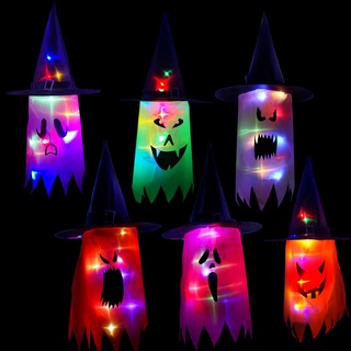 Halloween colgante fantasma colgante LED Color luz cadena de luces de doble cara de impresión para decoraciones de fiesta decoraciones de árbol (1)
