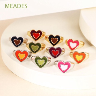 MEADES Temperament Heart Rings Simple Fashion Jewelry Open Ring Women Creative Colorful Girls Vintage Double Layer Love Finger Rings