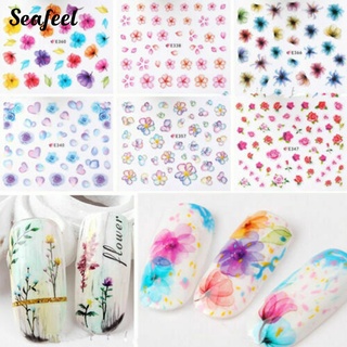 (Seafeel) 10Pcs 3D uñas arte transferencia pegatina DIY flor pegatinas manicura consejos decoración (4)