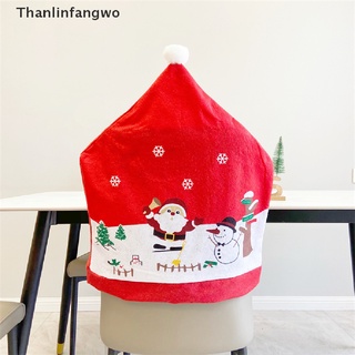 [THA] Santa Claus Cap Chair Cover Christmas Dinner Table Party Red Hat Chair Cover GWO