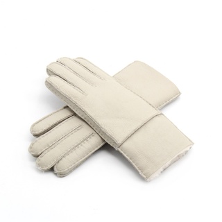 2021 invierno cálido 100% cuero genuino guantes de las mujeres manoplas gruesa lana guantes de piel de oveja natural guantes de piel de oveja de color sólido