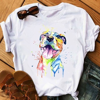Lindo Animal De Dibujos Animados Impreso Camiseta Niñas kawaii · Colorido Perro Camisetas Mujeres harajuku casual tops ulzzang Ropa De Verano