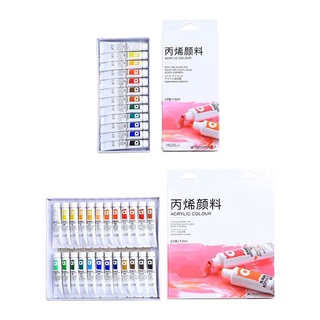 AA 12/24 Colors Professional Acrylic Paints Brush Set 12ml Tubes Artist Drawing Painting Pigment Hand Painted Wall Paint DIY