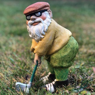 arte resina golf gnome escultura arte enano estatuas adorno jardín decoración del hogar