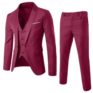 [YTS] Men's Suit Slim 3-Piece Suit r Business Wedding Party Jacket Vest & Pants