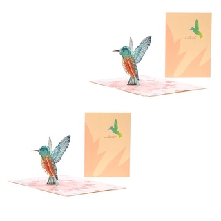 ONEANCE 2PCS Mother's Day 3D Greeting Card for Teachers' Day Thank You Card Pop-Up Bird Gift Postcard Father's Day Birthday with Envelope Stickers Hummingbird (9)