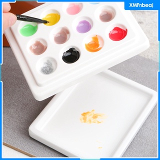 24 Slots Ceramic Watercolor Paint Palette with Lid Painting (4)