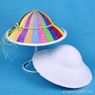 Sombrero de pulpa ecológico DIY blanco blanco pintado a mano sombrero blanco molde para colorear pintura kindergarten hecho a mano sombrero de paja