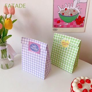 fatade lindo color a cuadros bolsa de galletas envoltura de almacenamiento de acabado de papel kraft bolsas de caramelo embalaje mini bolsa de regalo suministros de fiesta coreano ins regalo embalaje/multicolor