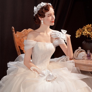 ángel vestido de novia yingyao perla dulce off-hombro estilo francés novia princesa vestido de novia 16011