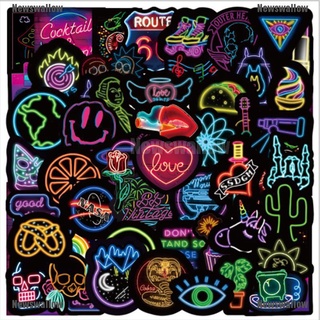 【NW】 50 Pcs Cool Neon Stickers Bicycle Phone Suitcase Guitar Bumper Skateboard 【Newswallow】