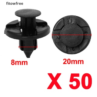 FENDER fitow 50 unids/set 8 mm agujero remaches de plástico sujetador clips de empuje negro para coche auto guardabarros libre