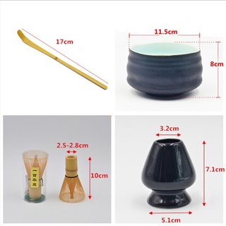 Qiboupan Huabojidian Matcha Whisk Set de 4, Whisk (Chasen), cuchara tradicional (Chashaku), cuchara de té y cuenco de cerámica Matcha, accesorio de ceremonia de té para hacer Matcha (5)