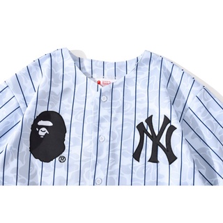 [En Stock] Nueva Camisa Bape Camuflaje Uniforme De Béisbol Hombres Mujeres Algodón Manga Corta (3)