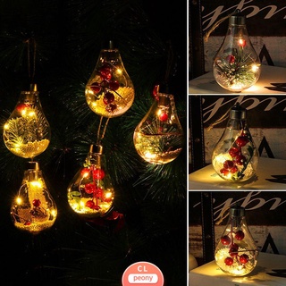 peonyflower transparente led bola luces de año nuevo decoración bombilla lámparas luz de navidad árbol decoraciones fiesta colgante adorno de navidad suministros adornos