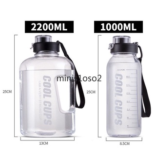 cod 1l/2.2l deportes fitness botella de agua de gran capacidad taza de agua portátil super grande espacio taza ton barril minis1oso2