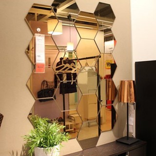 12 pzs calcomanía de espejo hexagonal 3D para pared/decoración del hogar