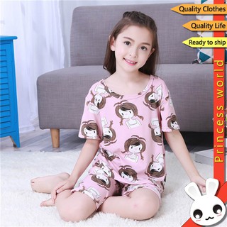 2Pcs pijama infantil niños y niña ropa de dormir de manga corta niños ropa de hogar