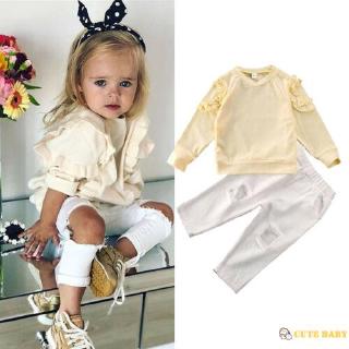 Hgl 2 pzas ropa de algodón para bebés niños pequeños/ropa de algodón/Top camiseta rasgada