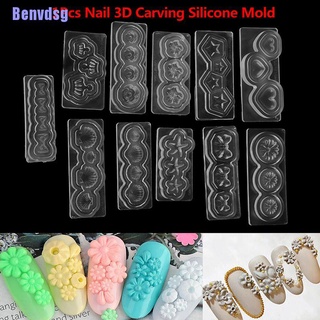 Benvdsg> 1Pcs 3D uñas arte silicona molde estampado Diy plantilla manicura decoración