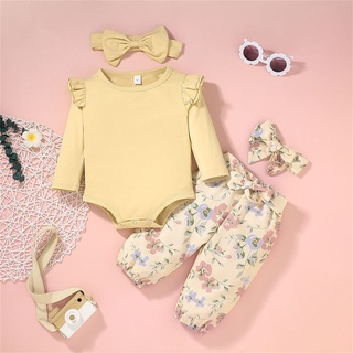 Twice**niño bebé niñas volantes Tops+pantalones florales+diadema conjunto