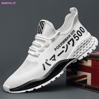 2021 spring and summer men s shoes Korean version of the trend of men s sports and leisure running shoes flying woven breathable mesh men s single shoes (3)