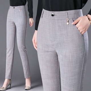 Pantalones de mujer sueltos pantalones de cintura alta altos pantalones finos.