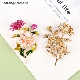 Stro moda esmalte crisantemo margarita forma flor broche pines de lujo Metal Pins MY