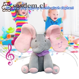 peekaboo elefante juguete cubre tus ojos cantar y jugar juegos de peluche eléctrico juguetes con orejas móviles