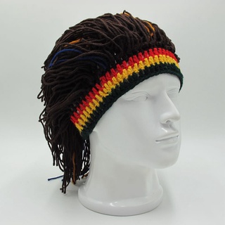1pc Reggae Dreadlocks Unisex Jamaican punto Beanies peluca trenza sombrero Rasta pelo sombrero hecho a mano peluca de lujo tapas