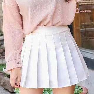 (xiangsi) mini falda de cintura alta de las mujeres lado cremallera color sólido/liso impreso falda plisada para la escuela (4)