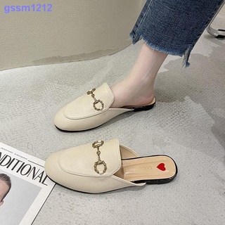 Baotou media zapatillas mujer ins marea 2021 nuevo Muller zapatos mujer exterior desgaste plano moda cuadrada dedo del pie zapatos planos